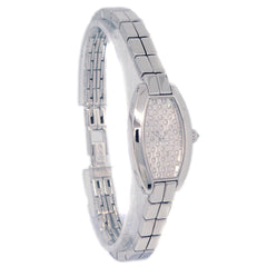 Cartier Mini Tonneau Lanier Quartz Watch White Gold with Diamond Bezel