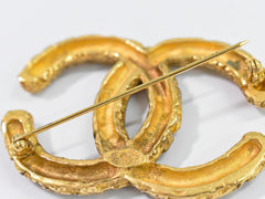 Chanel CC Brooch Textured Metal