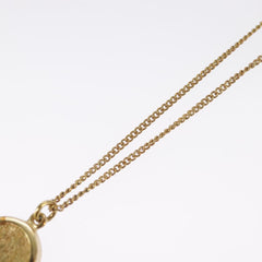 Christian Dior Vintage Logo Round Pendant Necklace Metal and Crystals