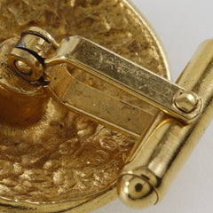 Chanel Vintage Logo Round Cufflinks Plated Gold