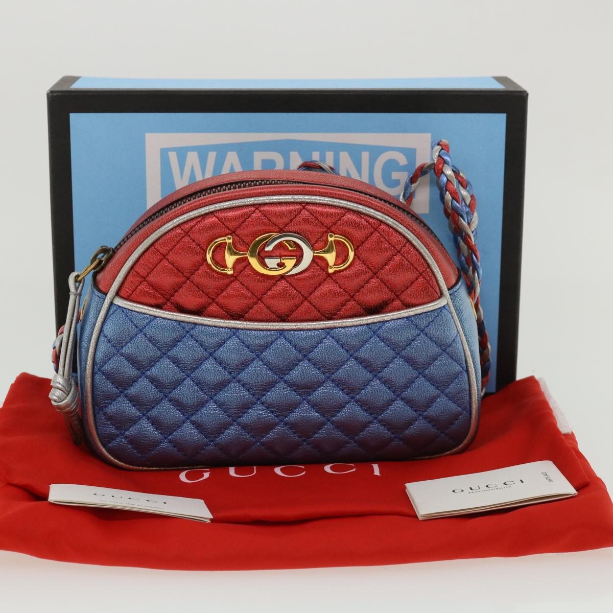 Gucci Trapuntata Camera Shoulder Bag Quilted Laminated Leather