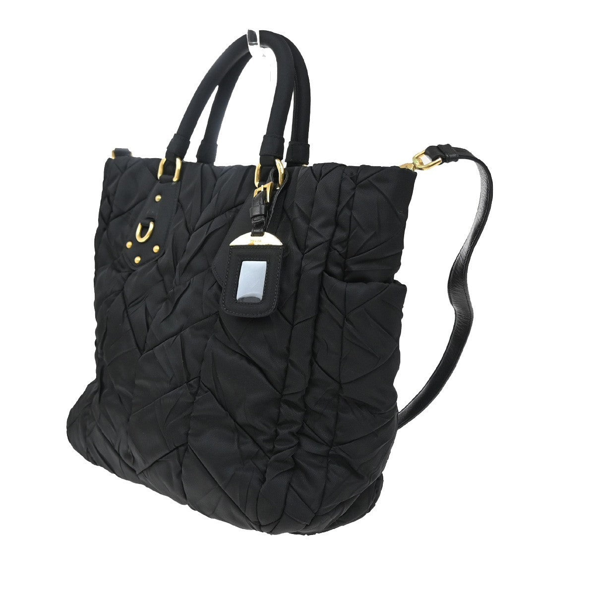 Prada Convertible Side Pocket Tote Chevron Tessuto