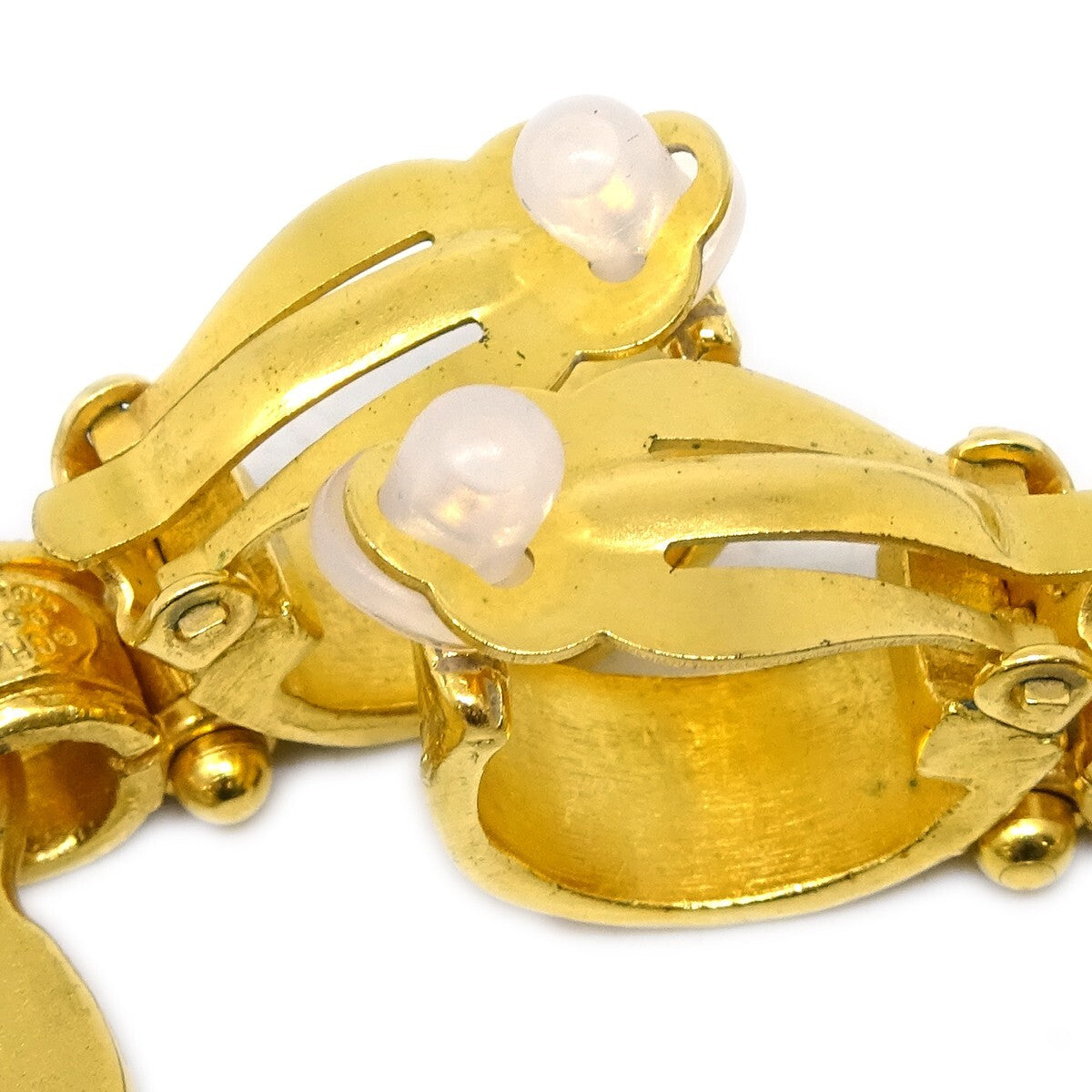 Chanel Vintage CC Heart Cut Out Drop Clip-On Earrings Metal