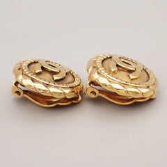 Chanel Vintage CC Round Clip-On Earrings Metal