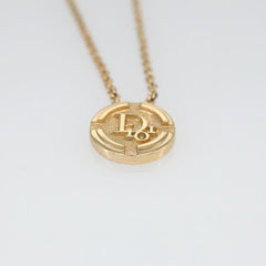 Christian Dior Vintage Logo Round Pendant Necklace Metal