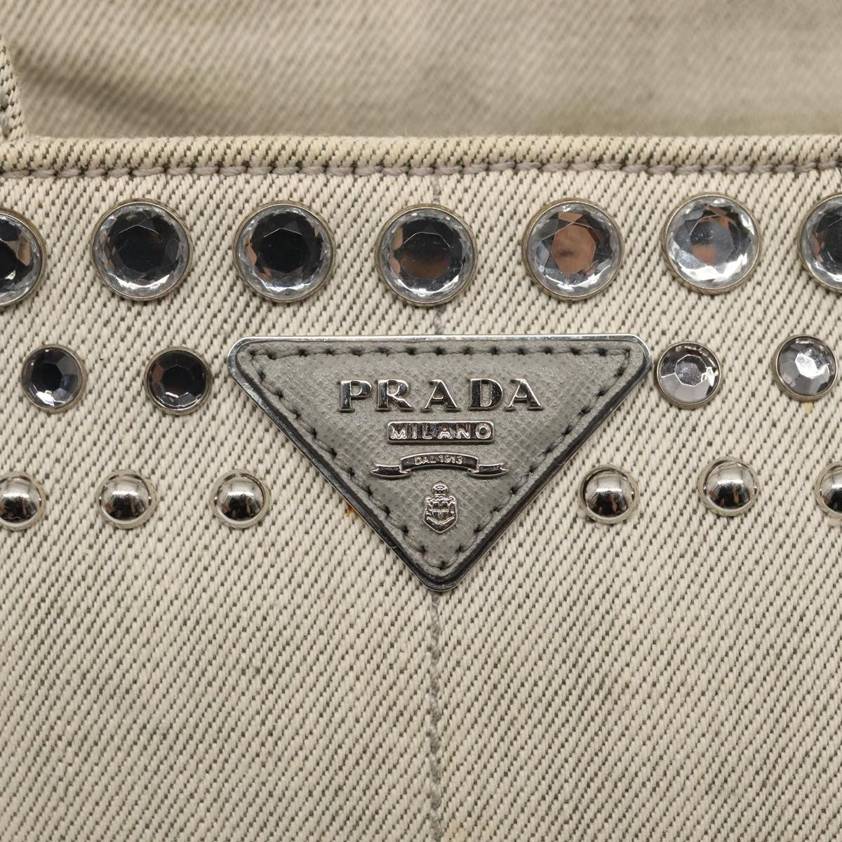 Prada Canapa Tote Rhinestone Embellished Canvas