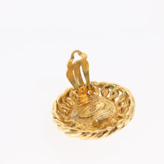 Chanel Vintage Round Clip-On Earrings Metal with Faux Pearl