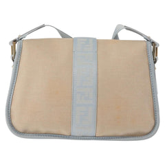 Fendi Logo Flap Shoulder Bag Canvas