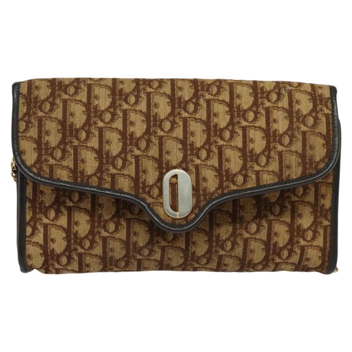 Christian Dior Vintage Trotter Flap Shoulder Bag Canvas