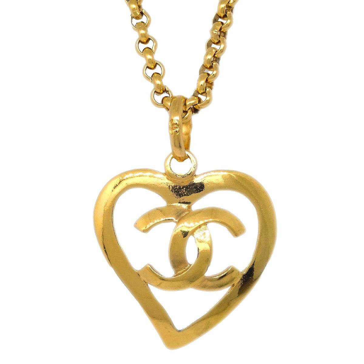 Chanel CC Heart Pendant Necklace Metal