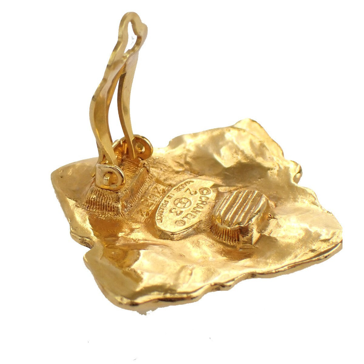 Chanel Vintage CC Diamond Clip-On Earrings Metal and Imitation Pearl