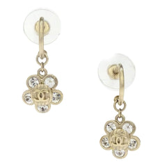 Chanel Flower CC Drop Earrings Metal and Crystals