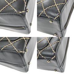 Chanel Surpique Zip Around Satchel Quilted Leather