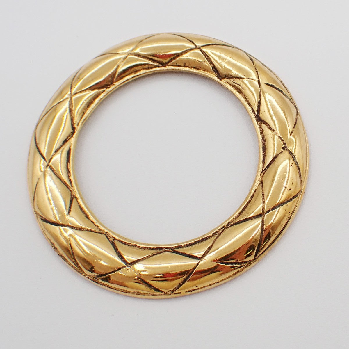 Chanel CC Quilted Hoop Earrings Gold Plated