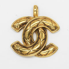 Chanel Vintage CC Pendant Necklace Quilted Metal