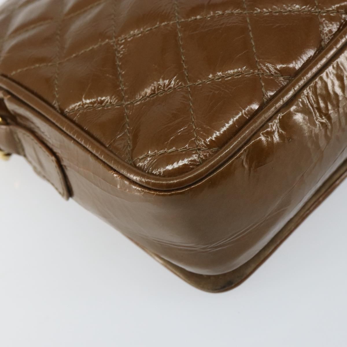 Bally Vintage Chain Shoulder Bag Quilted Patent leather