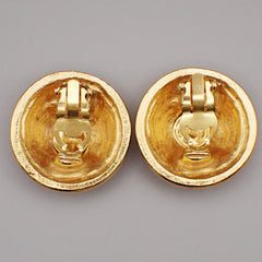 Chanel Vintage CC Round Button Clip-On Earrings Metal