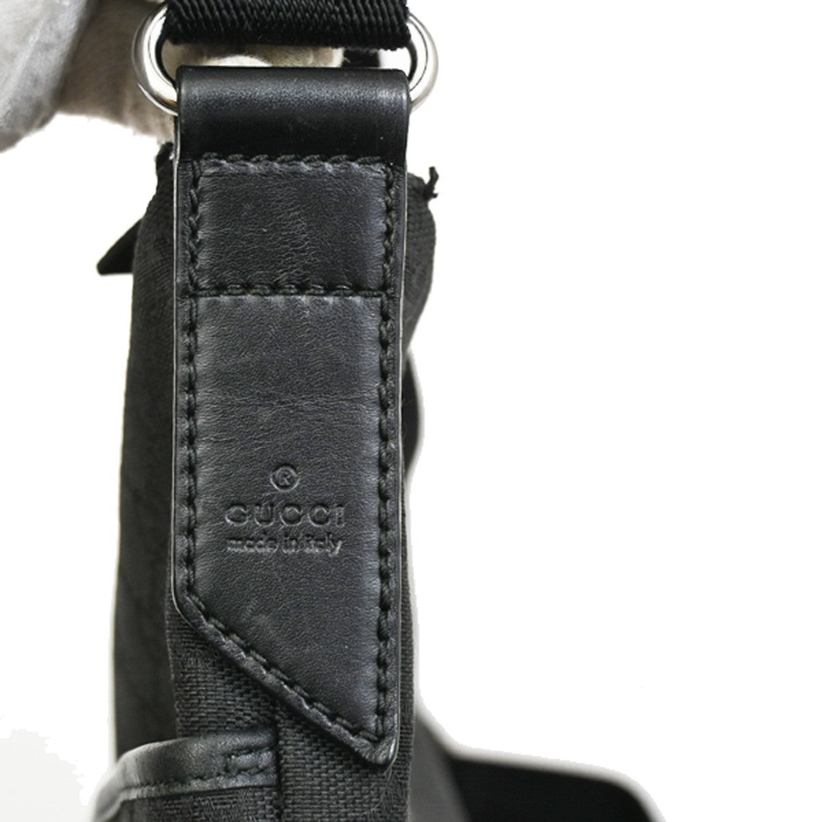 Gucci Zip Messenger Bag GG Canvas with Perforated Leather