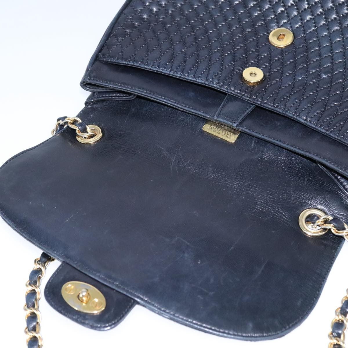 Bally Vintage Chain Shoulder Bag Quilted Leather