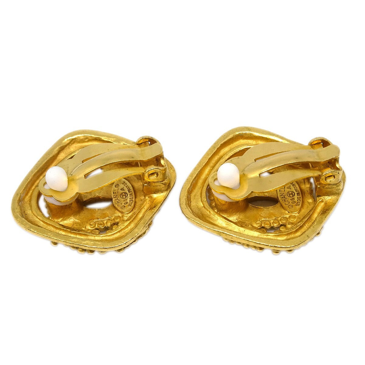 Chanel CC Rhombus Clip-On Earrings Metal