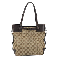 Gucci Belted Bucket Tote GG Canvas with Leather