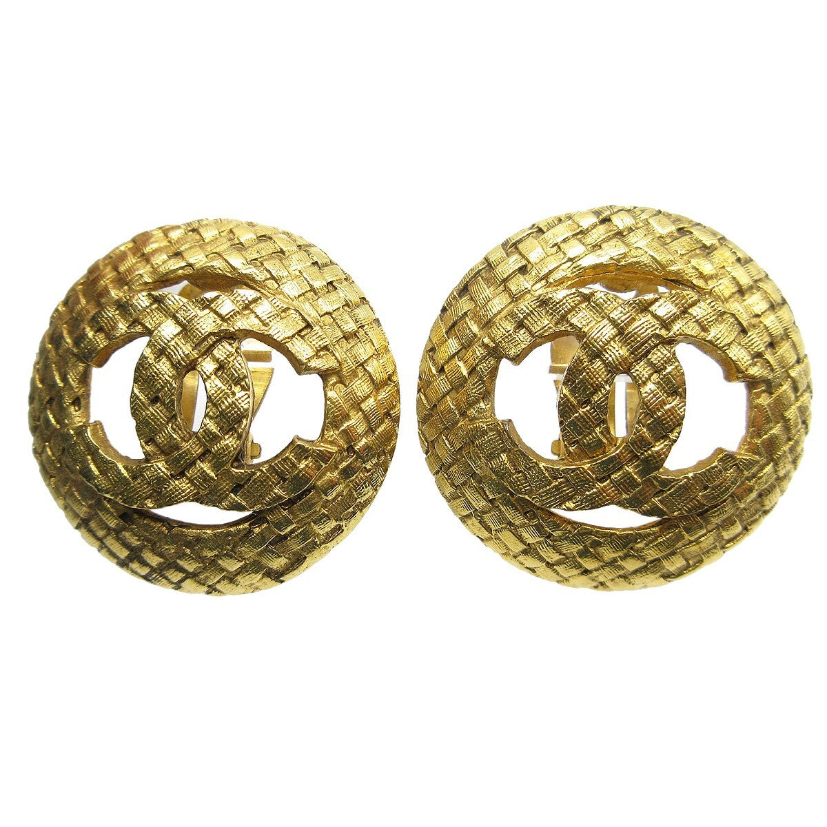 Chanel CC Button Clip-On Earrings Metal
