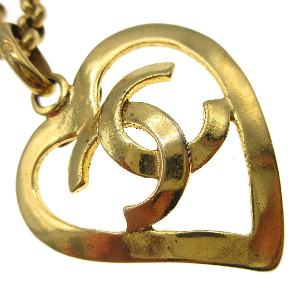 Chanel CC Heart Pendant Necklace Metal