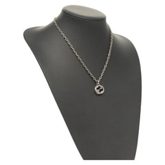 Gucci Engraved Interlocking G Chain Link Pendant Necklace Sterling Silver