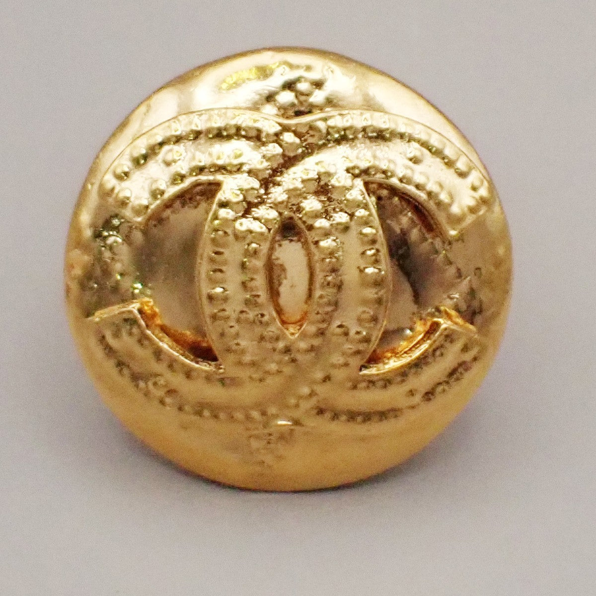 Chanel Vintage CC Logo Round Clip on Earrings Textured Metal