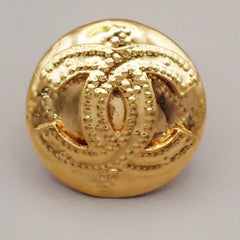 Chanel Vintage CC Logo Round Clip on Earrings Textured Metal