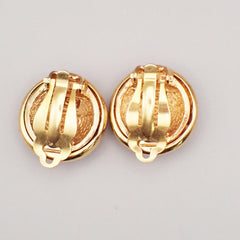 Chanel Vintage CC Round Clip-On Earrings Metal