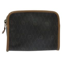 Christian Dior Vintage Honeycomb Zip Pouch Canvas and Leather