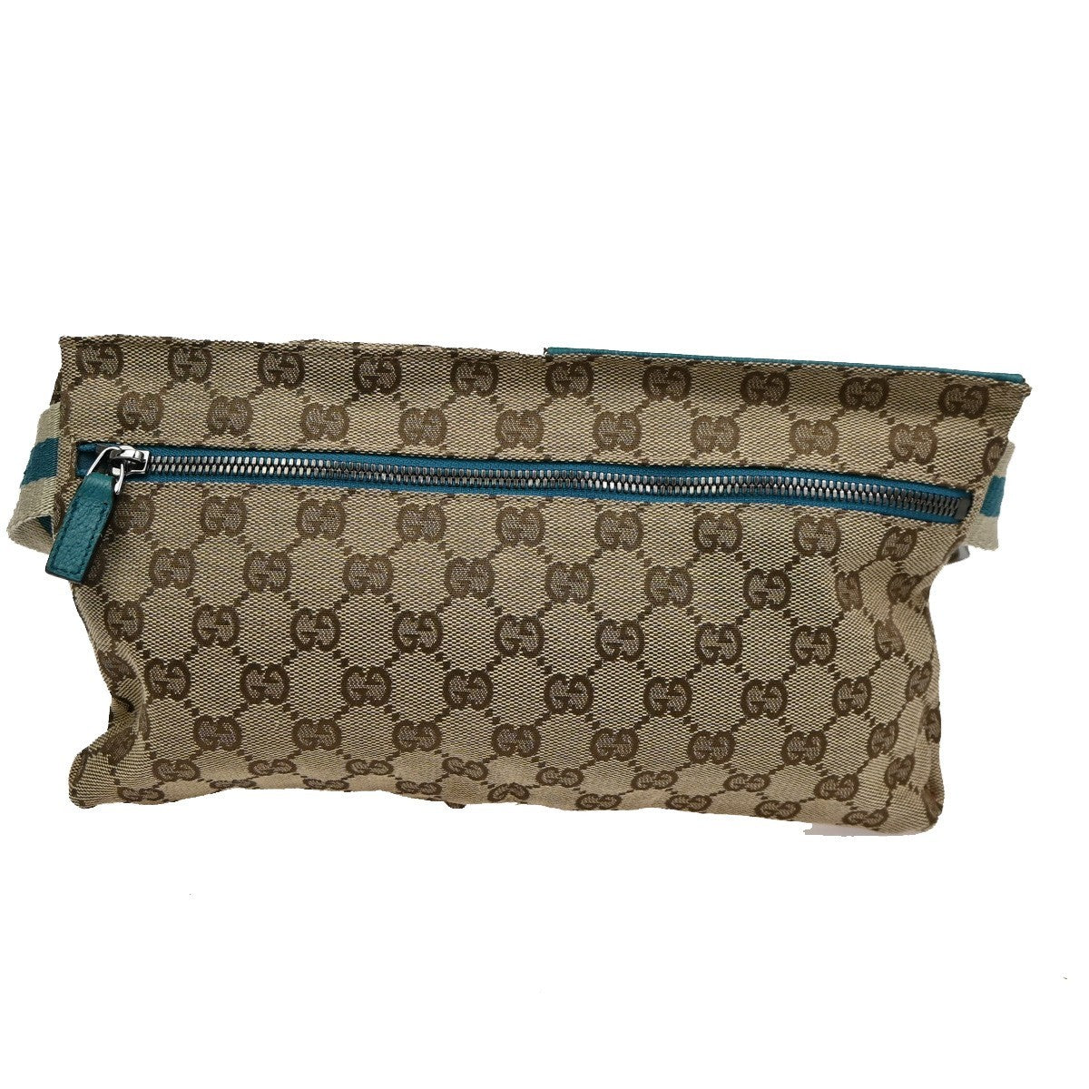 Gucci Vintage Double Belt Bag GG Canvas with Leather