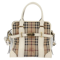 Burberry Minford Satchel Haymarket Coated Canvas
