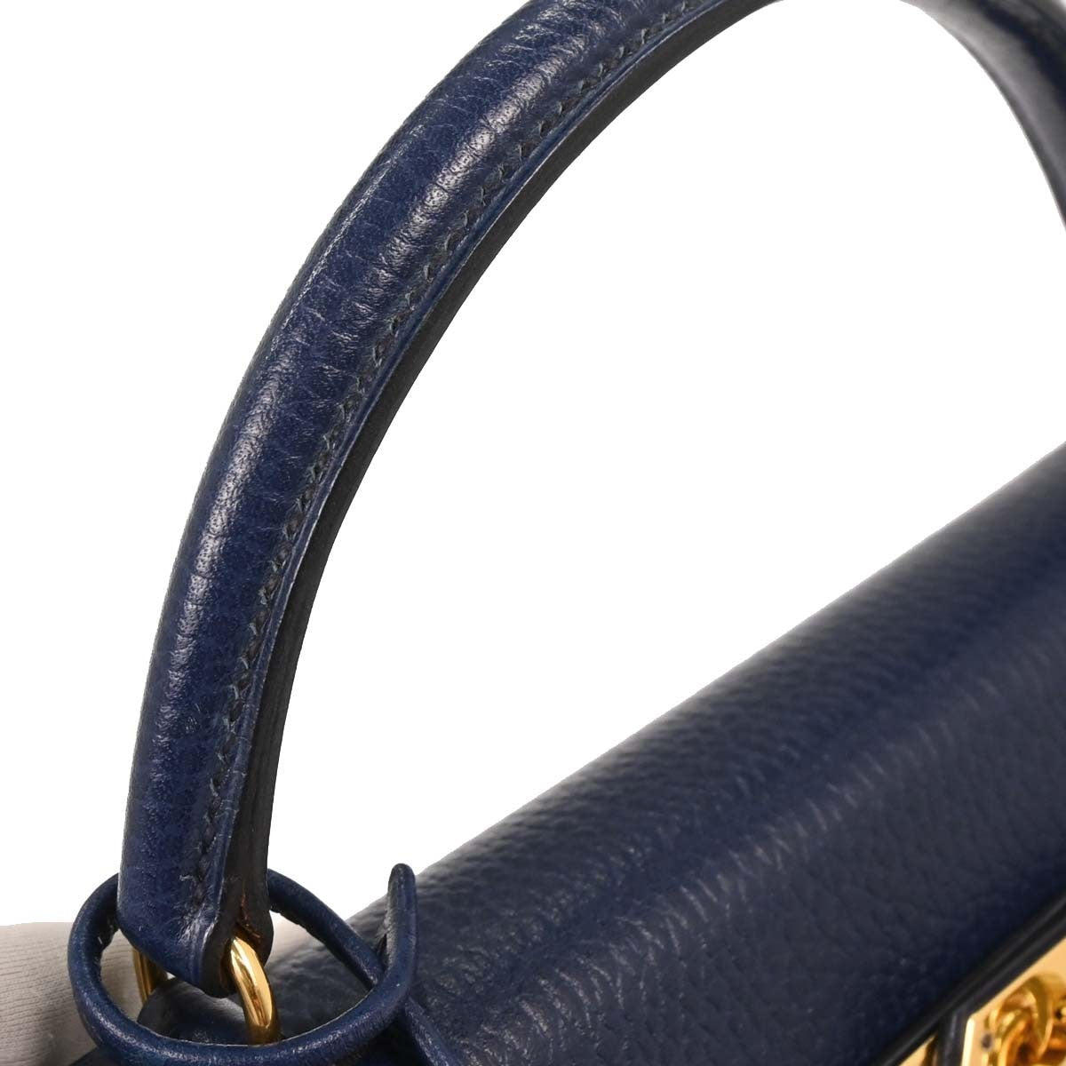 Hermes Kelly Handbag Blue Ardennes with Gold Hardware