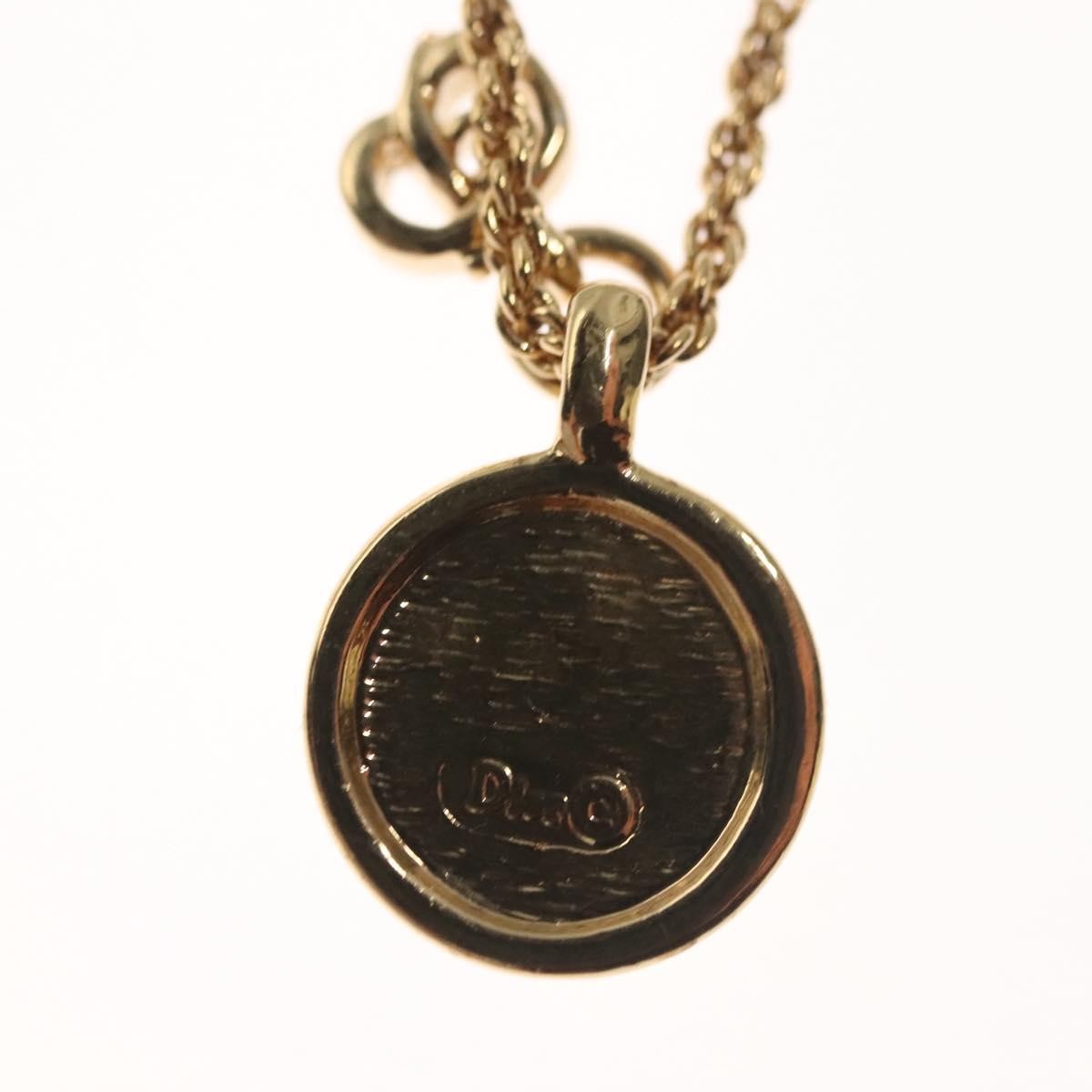 Christian Dior CD Round Pendant Necklace Metal and Crystals