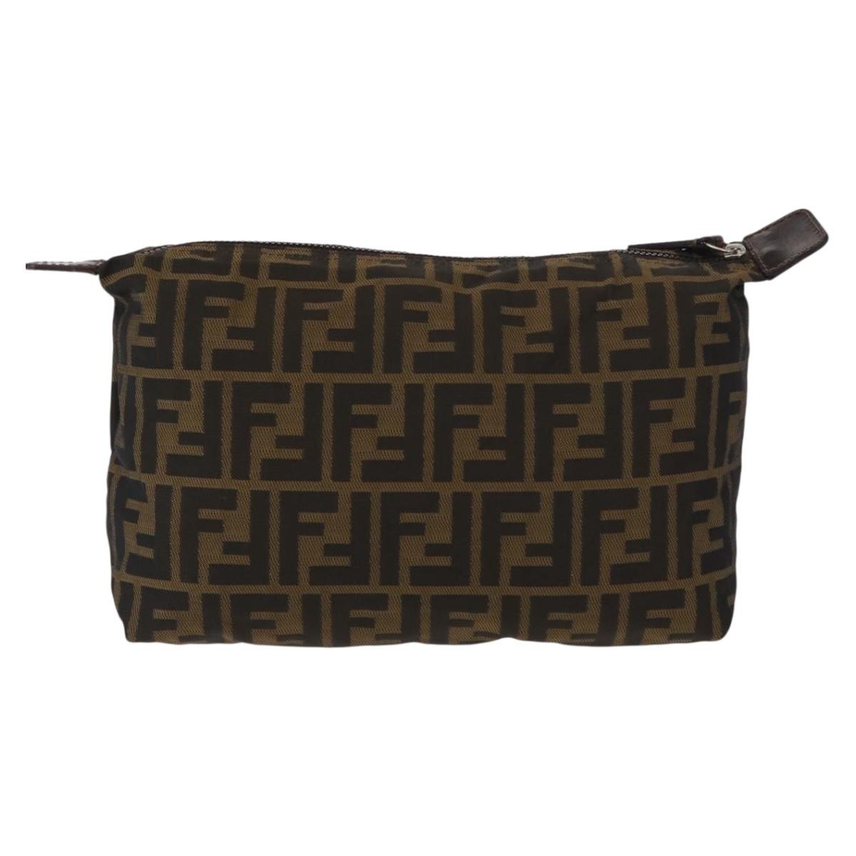 Fendi Logo Zucca Clutch PVC Leather