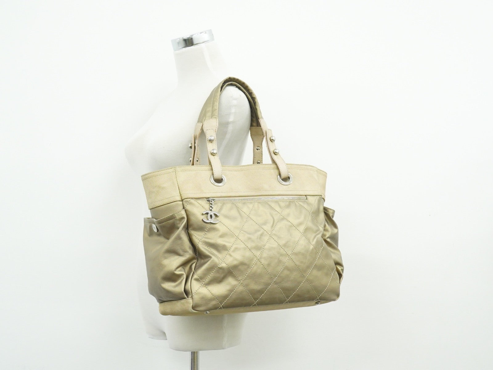 Chanel Biarritz Pocket Tote Quilted Coated Canvas
