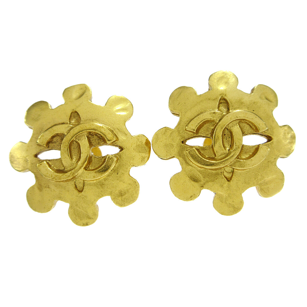 Chanel Vintage Flower Clip-On Earrings Metal