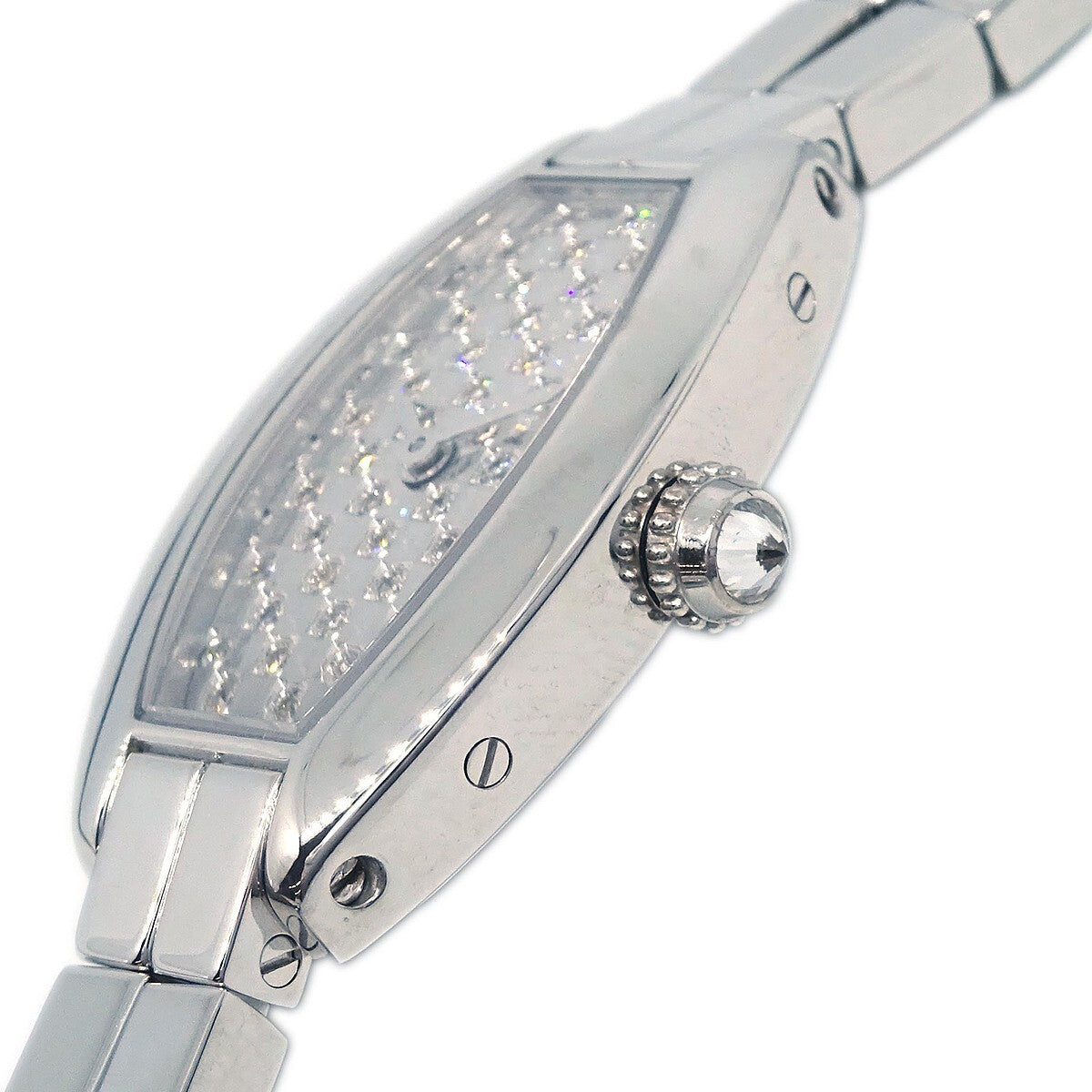 Cartier Mini Tonneau Lanier Quartz Watch White Gold with Diamond Bezel