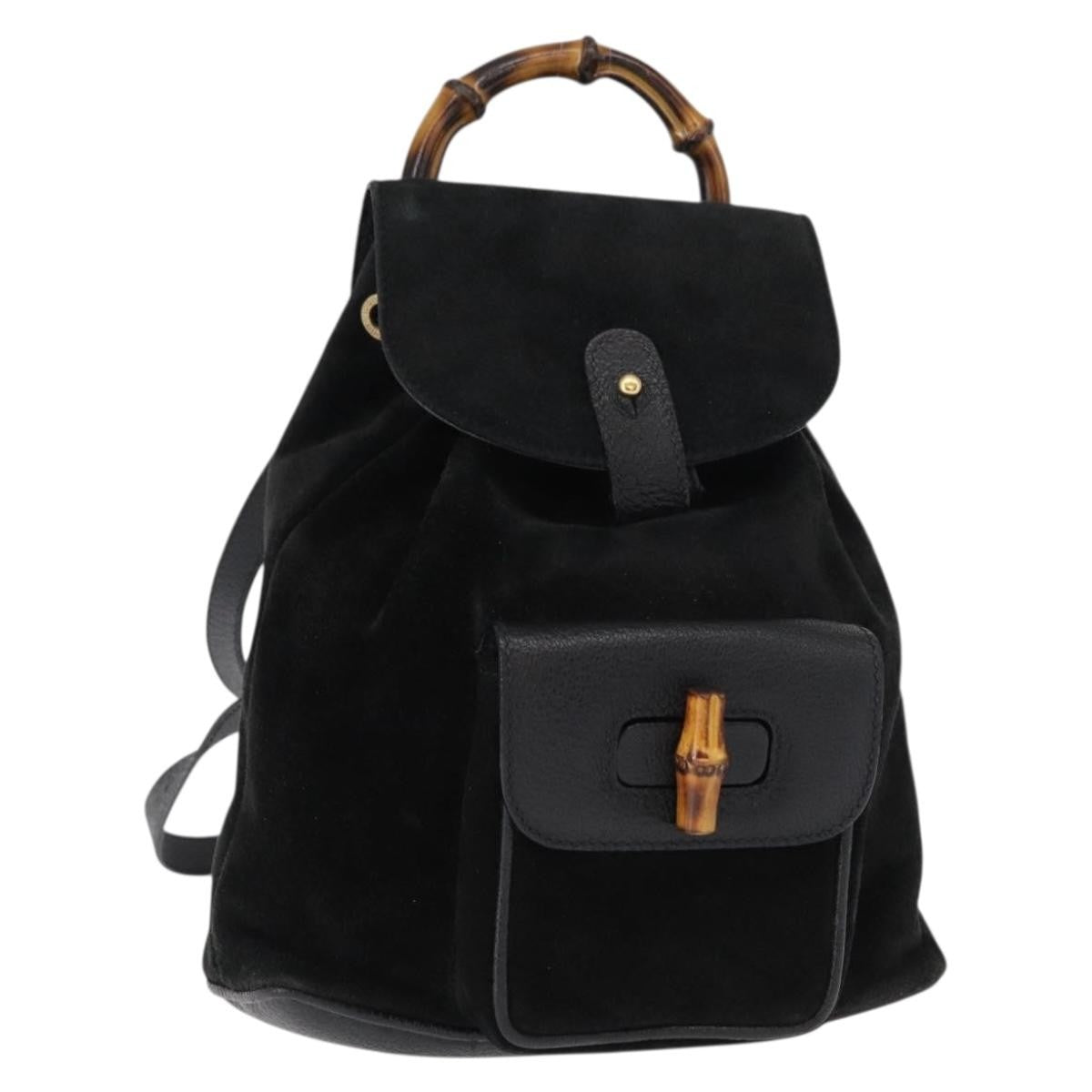 Gucci Vintage Bamboo Backpack Suede