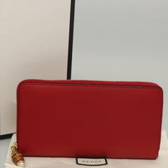 Gucci Bamboo Tassel Zip Organizer Wallet Leather