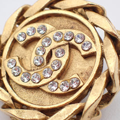 Chanel Vintage CC Round Clip-On Earrings Metal with Crystals