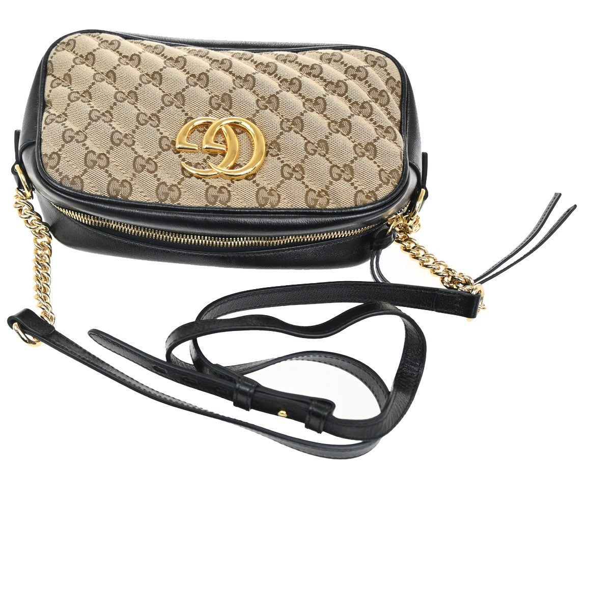 Gucci GG Marmont Shoulder Bag Diagonal Quilted GG Canvas with Leather