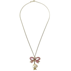 Chanel CC Bow Necklace Gold-plated with Artificial pearl