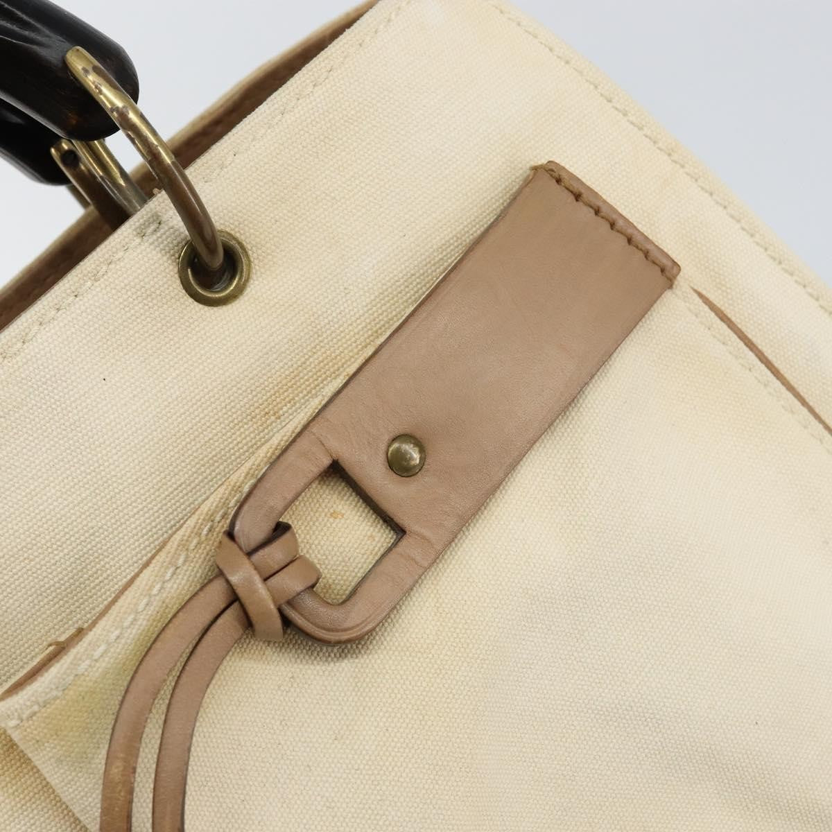 Gucci Bamboo Front Pocket Tote Canvas
