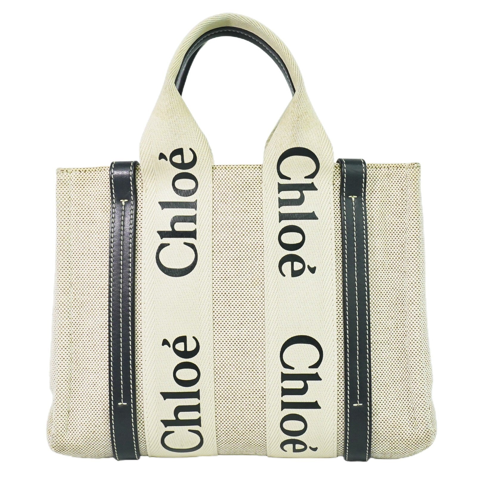 Chloe Woody Tote Canvas with Leather