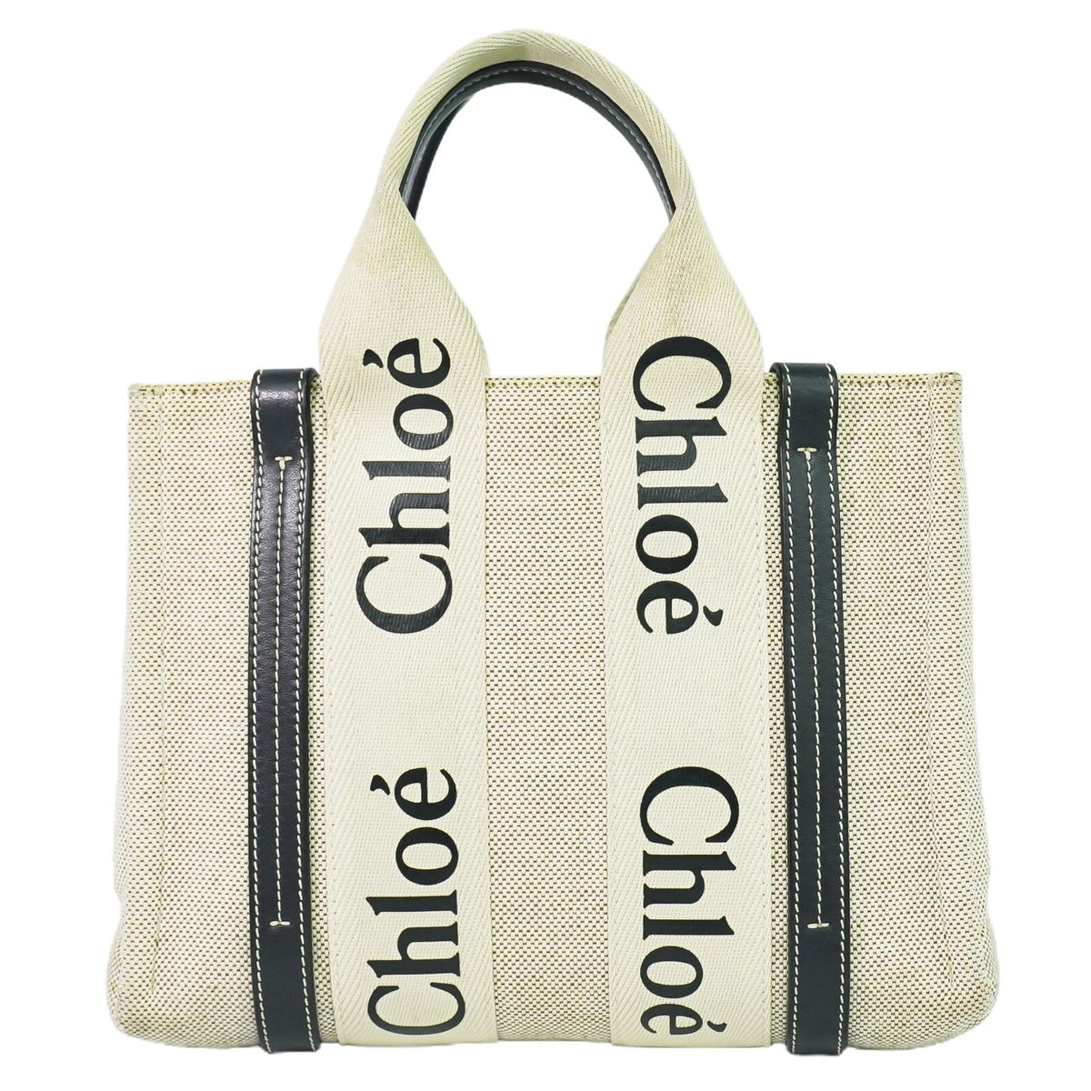 Chloe Woody Tote Canvas with Leather