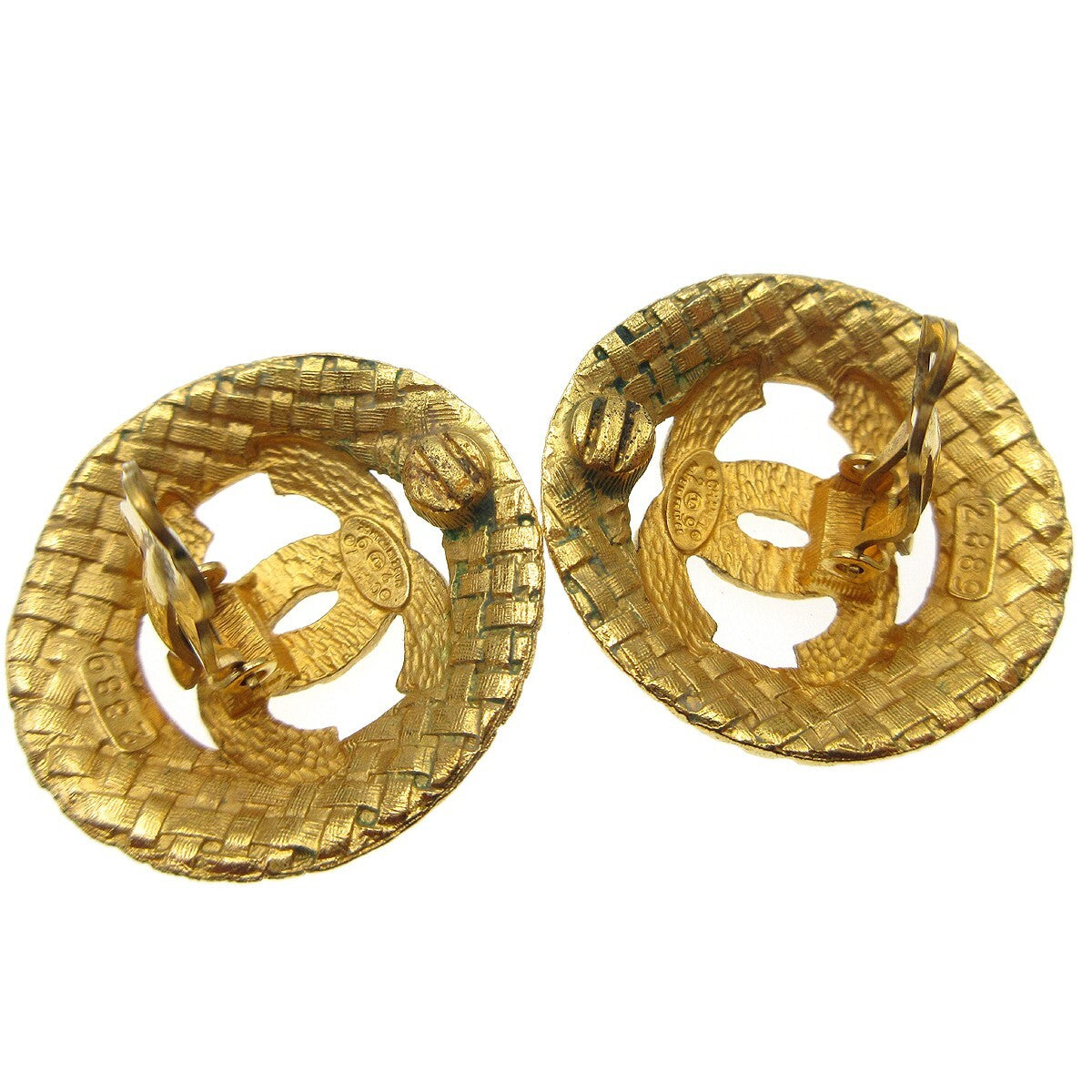 Chanel Vintage CC Round Cutout Clip-On Earrings Metal