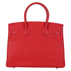 Hermes Birkin Handbag Red Epsom with Palladium Hardware